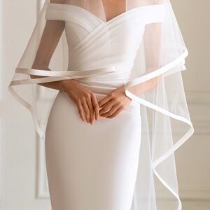 Waltz Length Ribbon Edge Veil Wedding